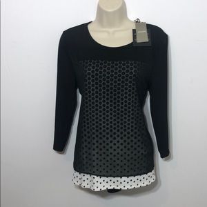 Chico’s size 0 Small Knit Kit Black & White Top